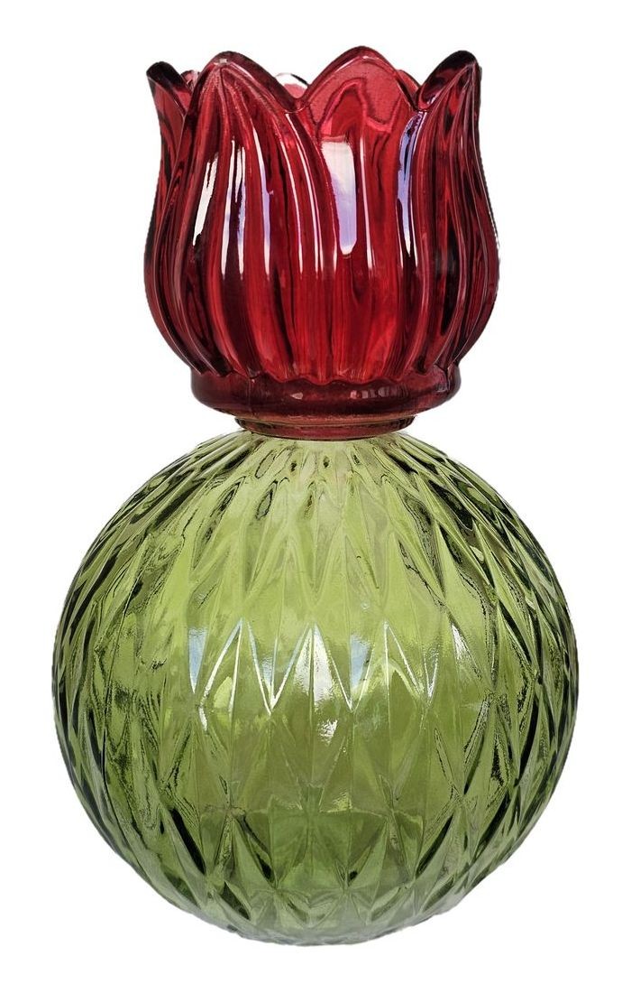 Červený skleněný svícen/ váza tulipán Love Tulip - Ø 11*17 cm daan kromhout