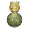 Žlutý skleněný svícen/ váza tulipán Love Tulip - Ø 11*17 cm Barva: žlutá, zelenáMateriál: sklo