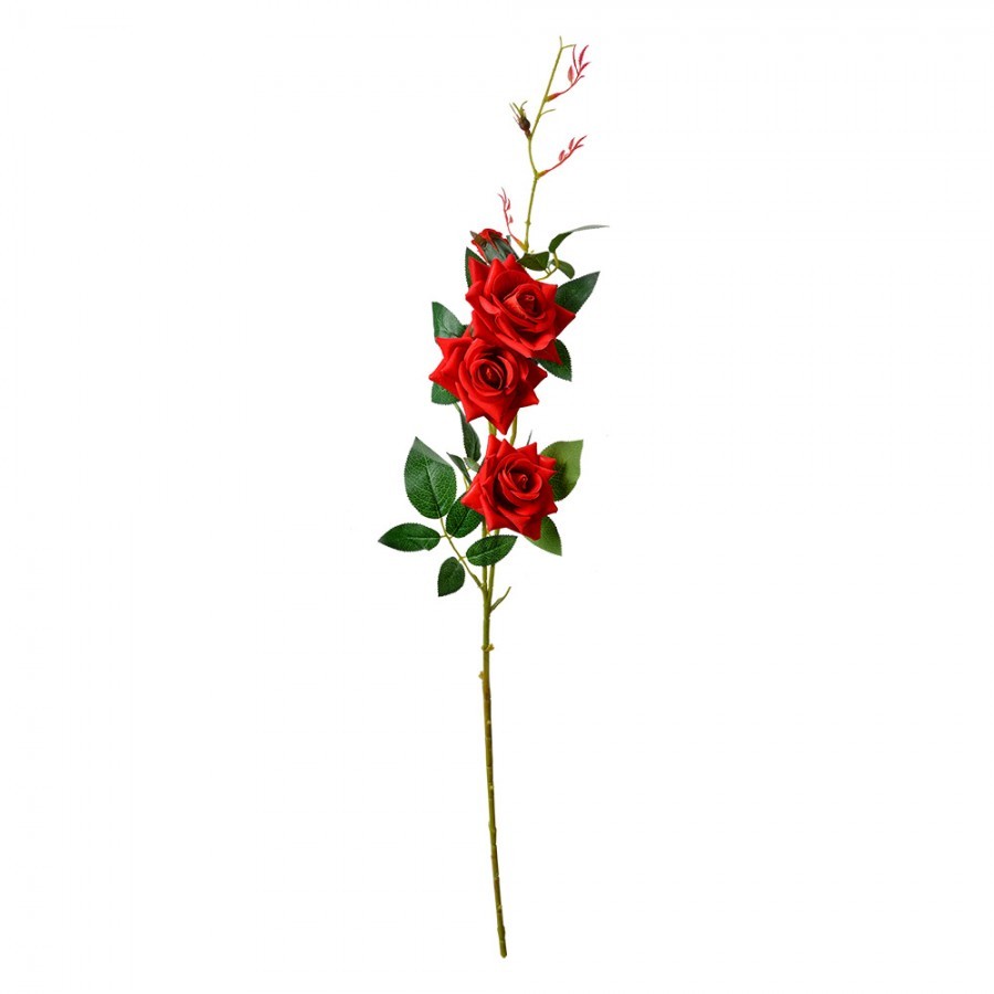 Dekorace umělá větvička růže s červenými květy - 12*8*83 cm