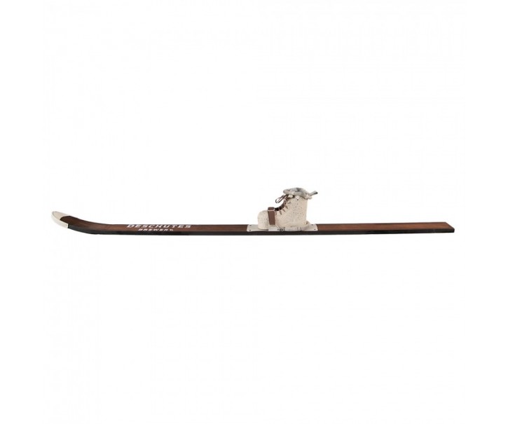 Hnědá antik dřevěná dekorace lyže s botou Ski Vintage - 7*15*140 cm Clayre & Eef