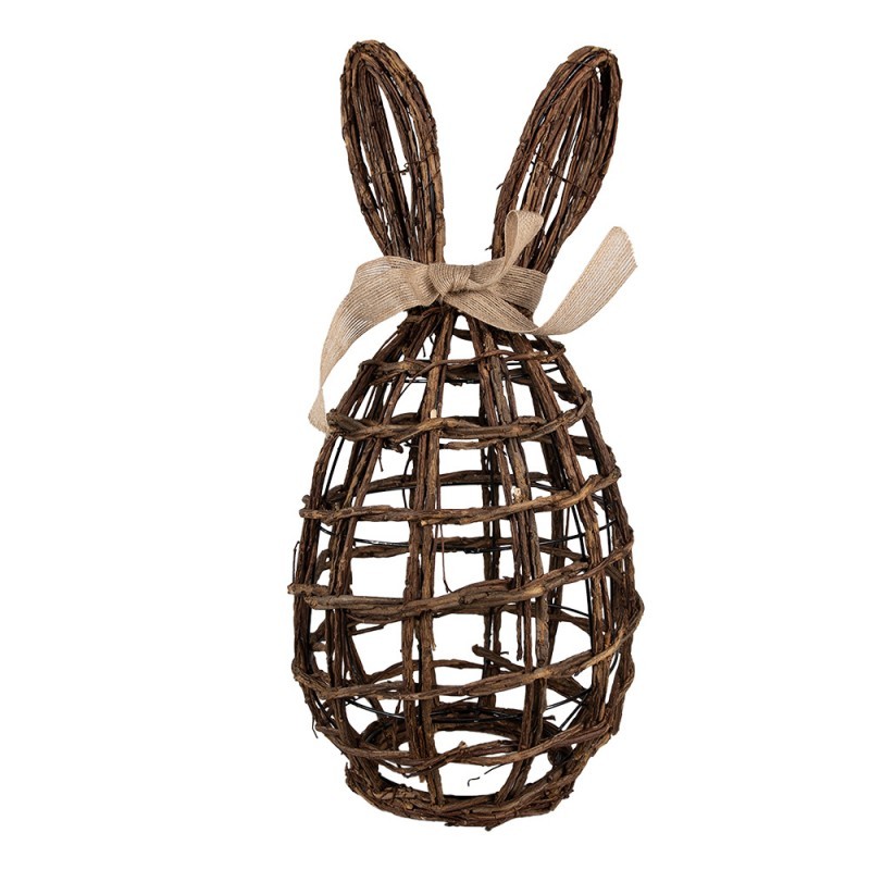 Hnědá proutěná dekorace vajíčko s králičími oušky - 23*22*45 cm