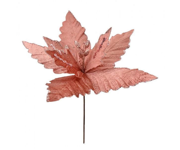 Růžová dekorace květina vánoční hvězda Poinsettia - Ø 46*52 cm Clayre & Eef