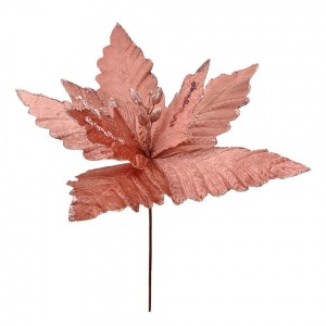 Růžová dekorace květina vánoční hvězda Poinsettia - Ø 46*52 cm