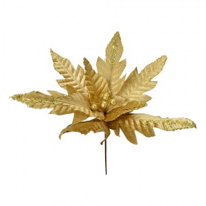 Zlatá dekorace květina vánoční hvězda Poinsettia - Ø 48*50 cm