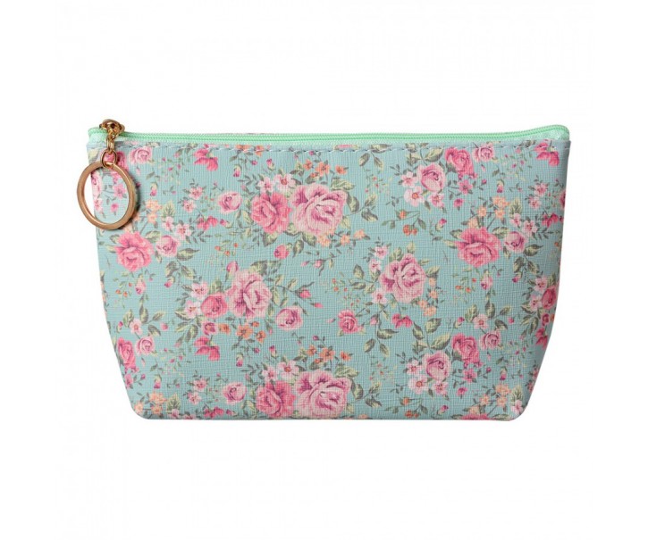 Zelená toaletní taštička s růžemi Roses - 21*5*13 cm