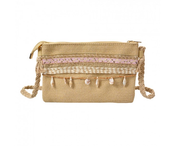 Hnědá zdobená kabelka do ruky nebo přes rameno - 30*3*18 cm