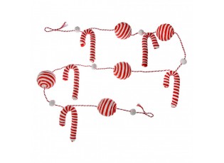 Christmas Garland 170 Cm Red White Plastic - 170*6*6 cm