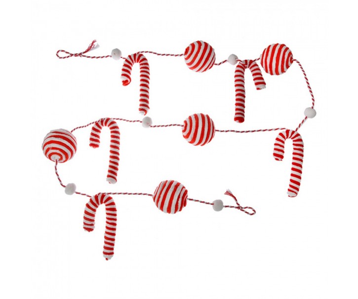 Christmas Garland 170 Cm Red White Plastic - 170*6*6 cm Clayre & Eef