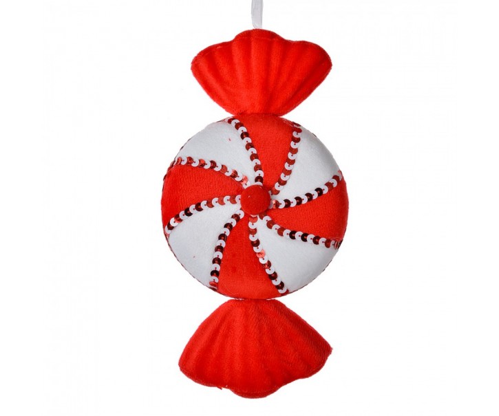 Christmas Ornament Candy 13x5x25 Cm Red White Synthetic - 13*5*25 cm Clayre & Eef