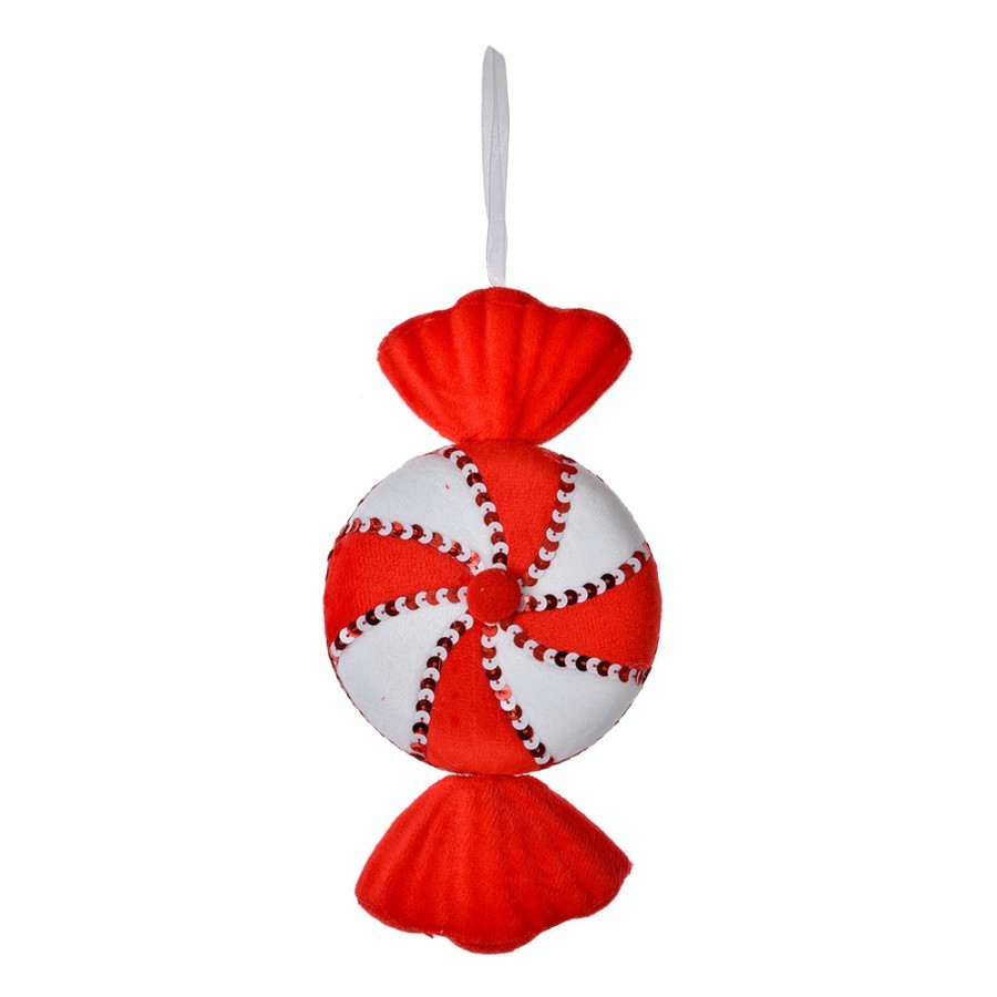 Christmas Ornament Candy 13x5x25 Cm Red White Synthetic - 13*5*25 cm Clayre & Eef Christmas Ornament Candy 13x5x25 Cm Red White Synthetic - 13*5*25 cm Clayre & Eef