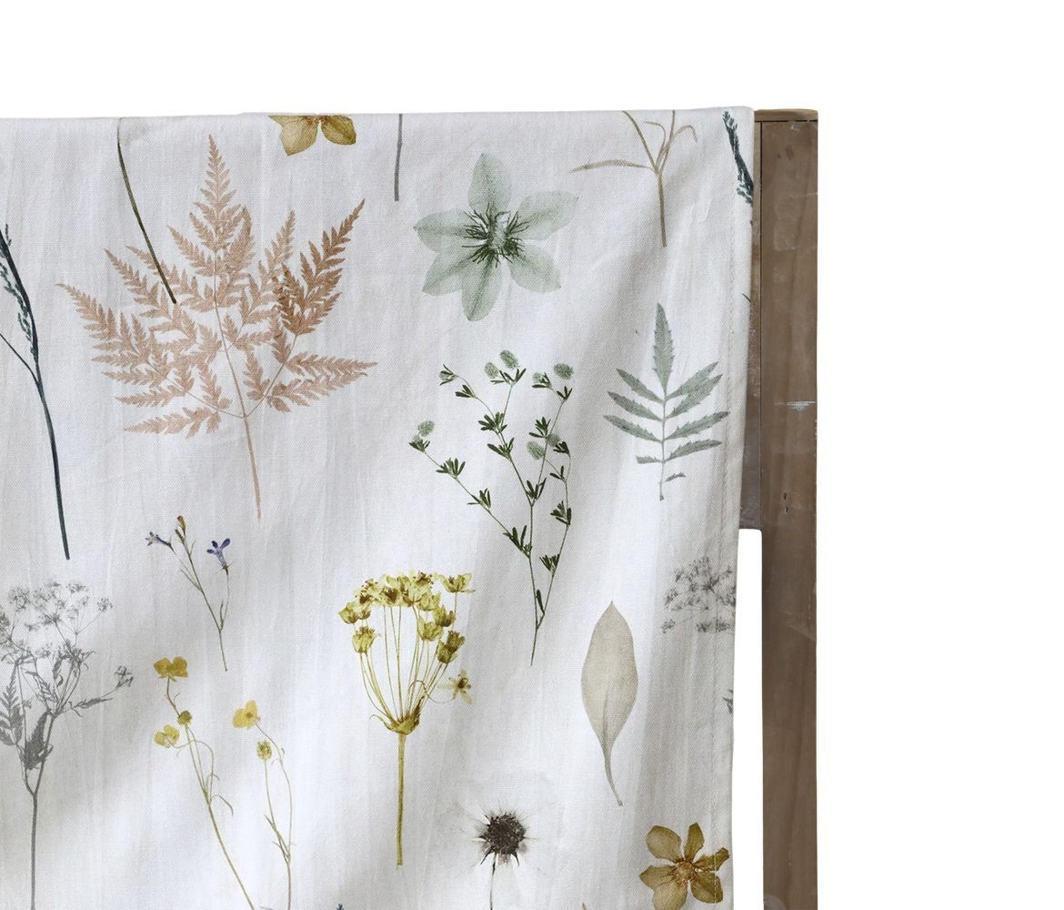 Krémový bavlněný ubrus s divokými květy Aix Wild Flowers - 140*240 cm