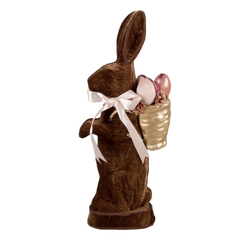 Dekorace hnědý sametový králík s vajíčky Fancy - 22*9*52 cm