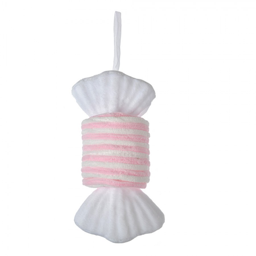 Christmas Ornament Candy 11x8x20 Cm Pink White Synthetic - 11*8*20 cm Clayre & Eef Christmas Ornament Candy 11x8x20 Cm Pink White Synthetic - 11*8*20 cm Clayre & Eef