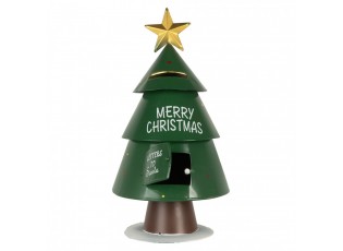 Zelená kovová schránka ve tvaru stromku Letters to Santa - Ø 18*35 cm