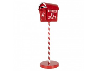 Červená kovová dekorační schránka Letters to Santa - Ø 15*50 cm