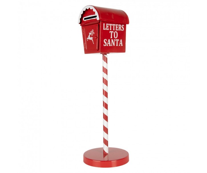 Červená kovová dekorační schránka Letters to Santa - Ø 15*50 cm Clayre & Eef