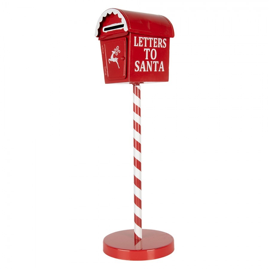 Červená kovová dekorační schránka Letters to Santa - Ø 15*50 cm