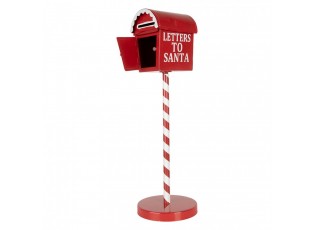 Červená kovová dekorační schránka Letters to Santa - Ø 15*50 cm