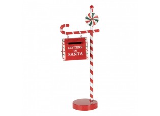 Červená kovová dekorační schránka Letters to Santa - 20*12*51 cm