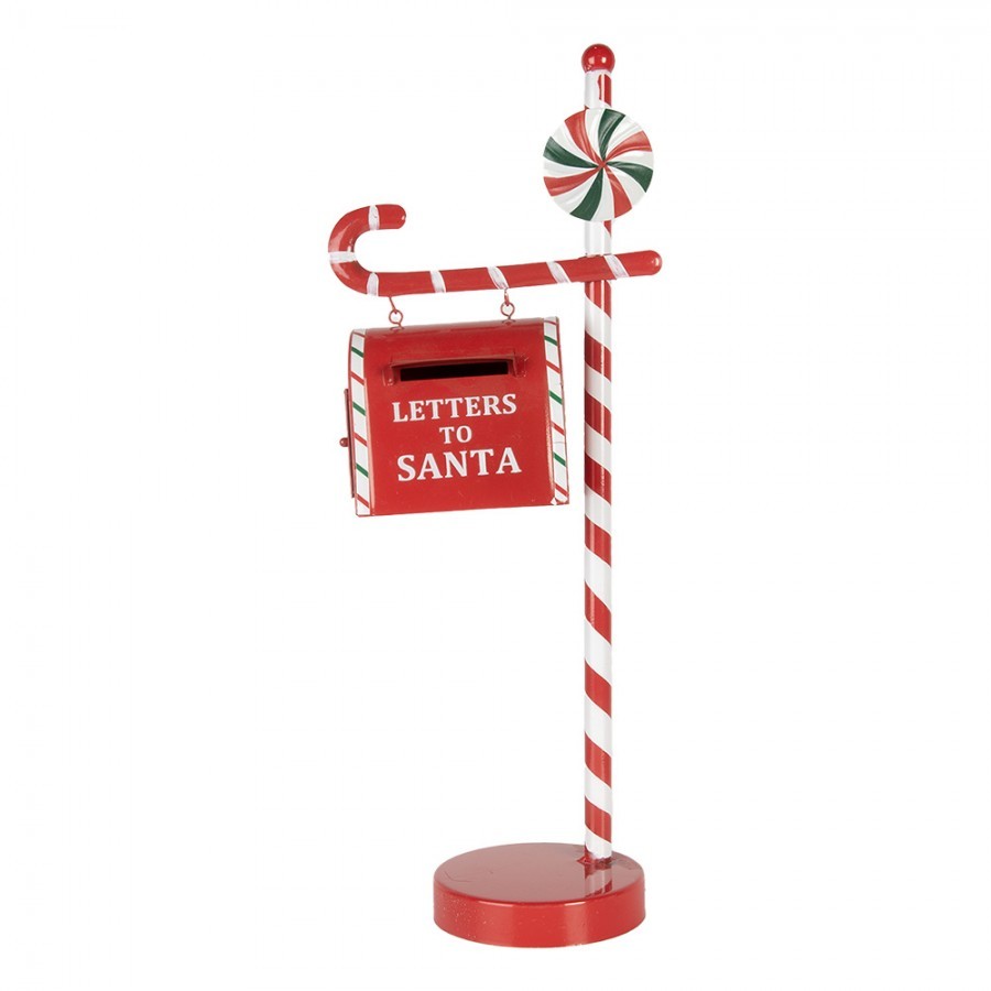 Červená kovová dekorační schránka Letters to Santa - 20*12*51 cm