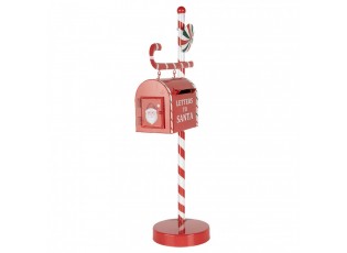 Červená kovová dekorační schránka Letters to Santa - 20*12*51 cm