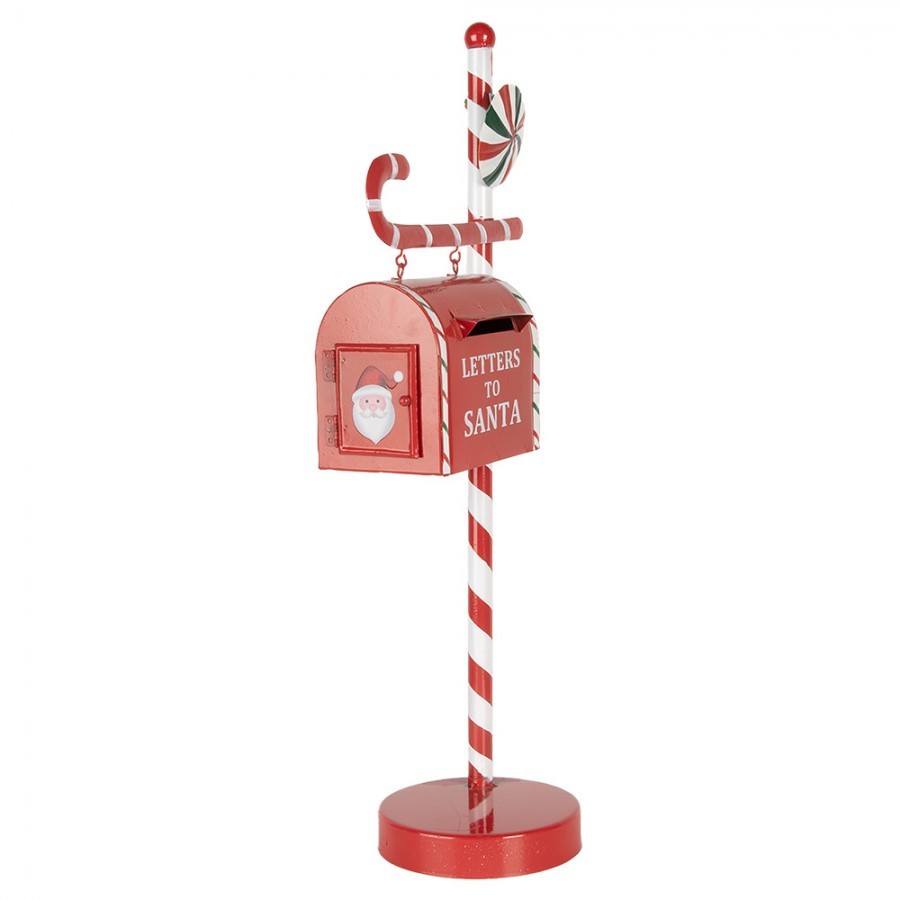 Červená kovová dekorační schránka Letters to Santa - 20*12*51 cm