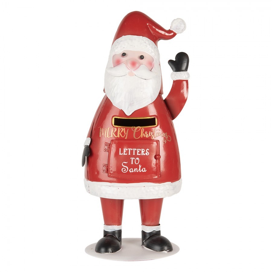 Červená kovová schránka ve tvaru Santy Letters to Santa - 16*14*35 cm