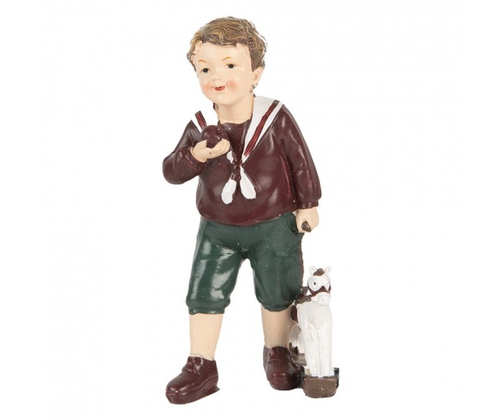 Dekorace figurka chlapec s jablíčkem a koníkem - 6*5*15 cm Clayre & Eef