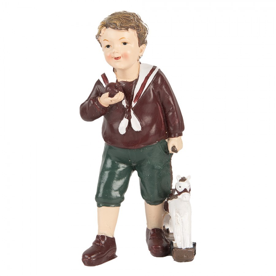 Dekorace figurka chlapec s jablíčkem a koníkem - 6*5*15 cm