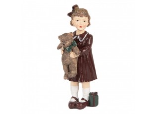 Dekorace figurka holčička s medvídkem a dárečkem - 6*5*15 cm