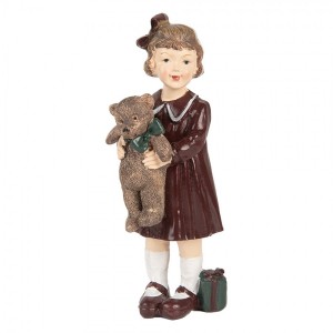 Dekorace figurka holčička s medvídkem a dárečkem - 6*5*15 cm