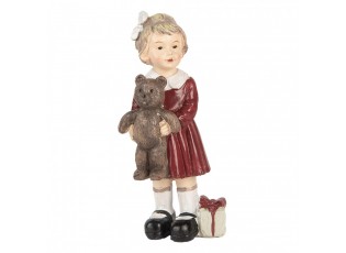 Dekorace figurka holčička s medvídkem a dárečkem - 6*4*13 cm