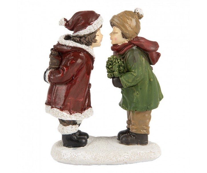 Christmas Decoration Figurine Children 12 Cm Red Green Plastic - 9*6*12 cm Clayre & Eef