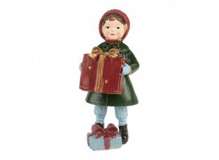 Christmas Decoration Figurine Girl 12 Cm Green Red Plastic - 5*5*12 cm