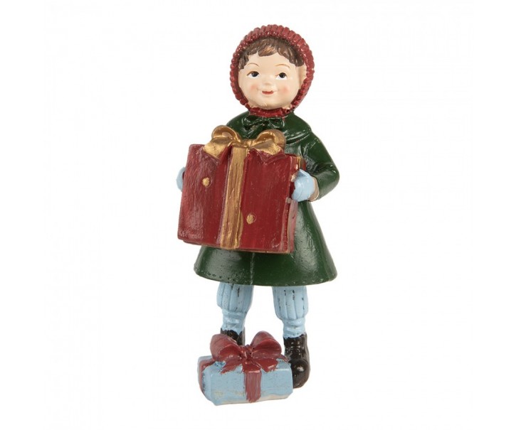 Christmas Decoration Figurine Girl 12 Cm Green Red Plastic - 5*5*12 cm Clayre & Eef