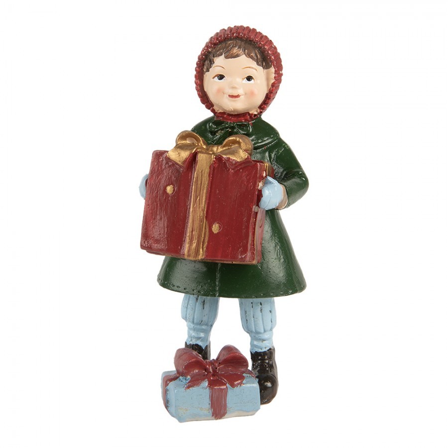 Christmas Decoration Figurine Girl 12 Cm Green Red Plastic - 5*5*12 cm
