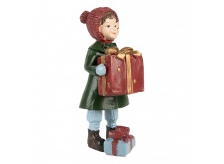 Christmas Decoration Figurine Girl 12 Cm Green Red Plastic - 5*5*12 cm