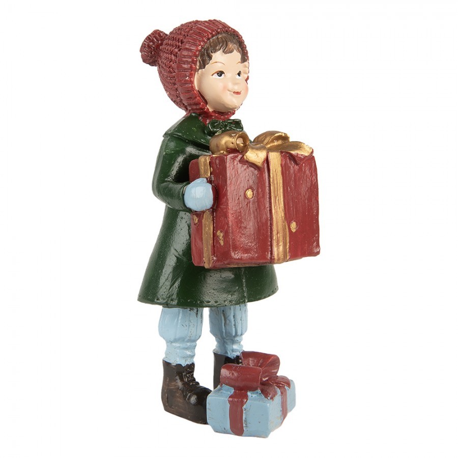 Christmas Decoration Figurine Girl 12 Cm Green Red Plastic - 5*5*12 cm