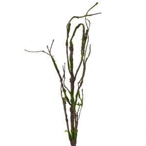 Dekorace hnědá větvička se zeleným mechem - 28*5*130 cm