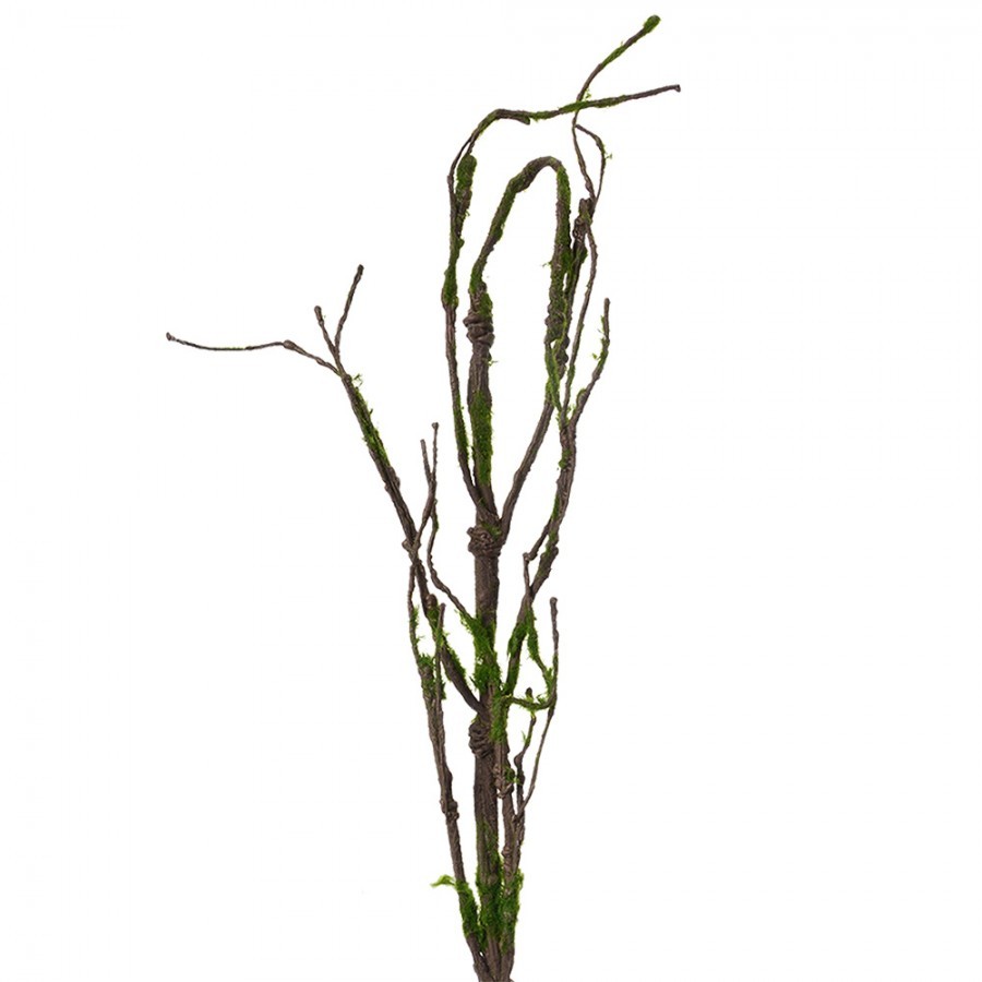 Dekorace hnědá větvička se zeleným mechem - 28*5*130 cm