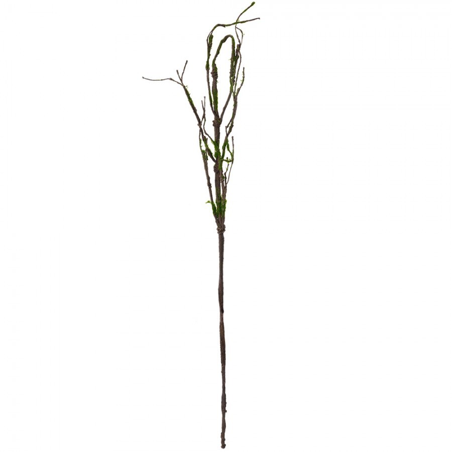 Dekorace hnědá větvička se zeleným mechem - 28*5*130 cm