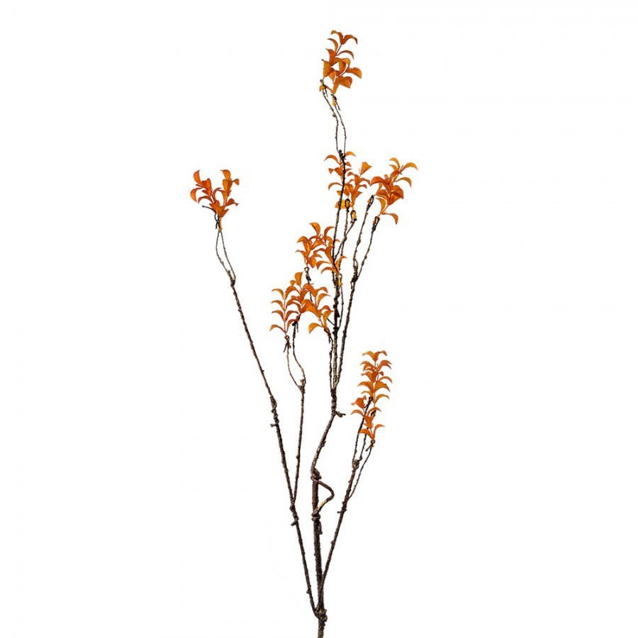 Dekorace hnědá větvička s oranžovými lístky - 18*5*110 cm