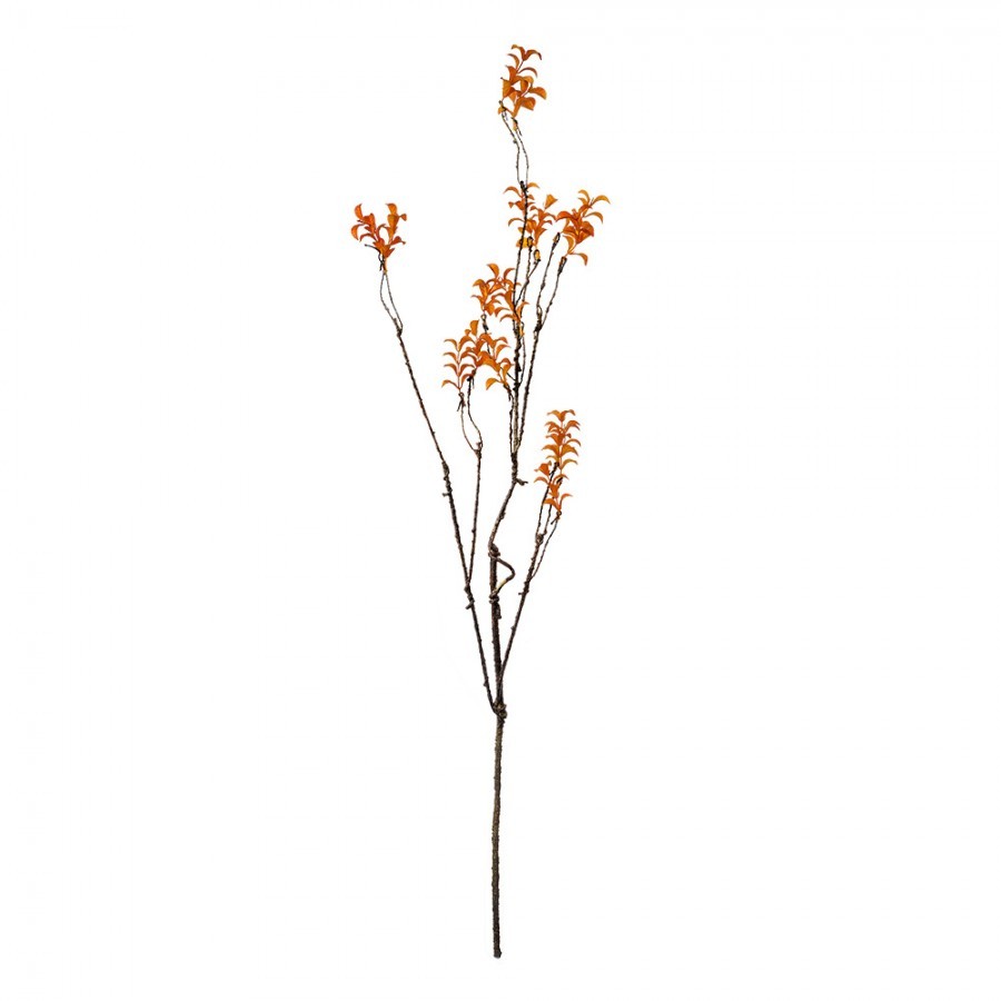 Dekorace hnědá větvička s oranžovými lístky - 18*5*110 cm