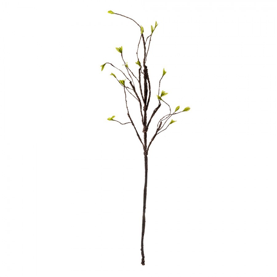 Dekorace hnědá větvička se zelenými lístky - 28*8*130 cm
