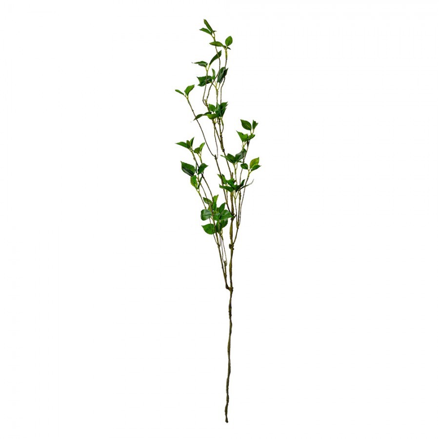 Dekorace hnědá větvička se zelenými lístky - 19*10*116 cm