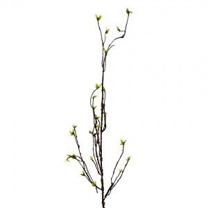 Dekorace hnědá větvička se zelenými lístky - 8*5*116 cm