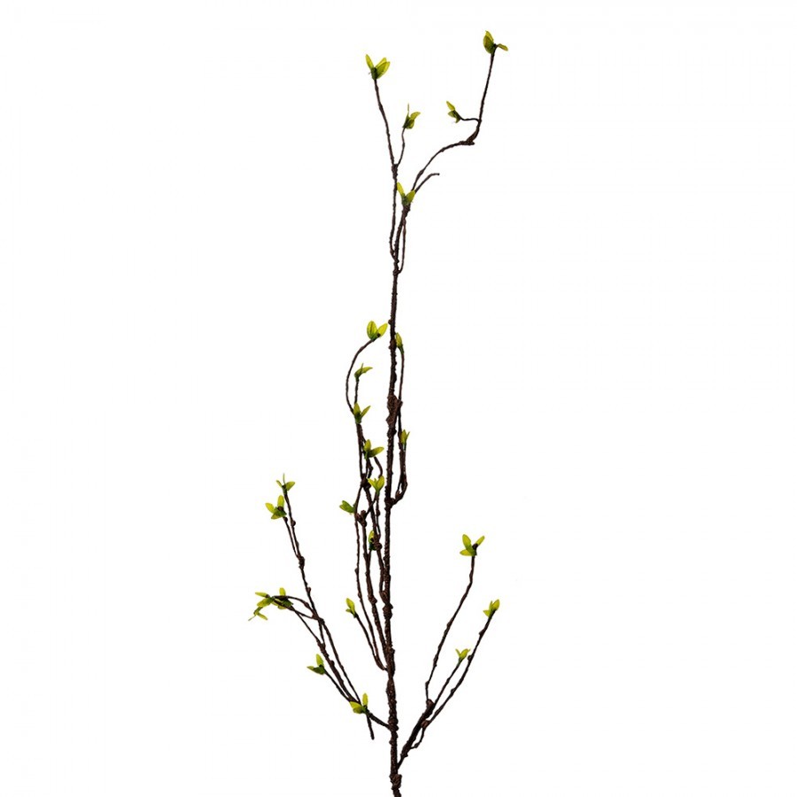 Dekorace hnědá větvička se zelenými lístky - 8*5*116 cm