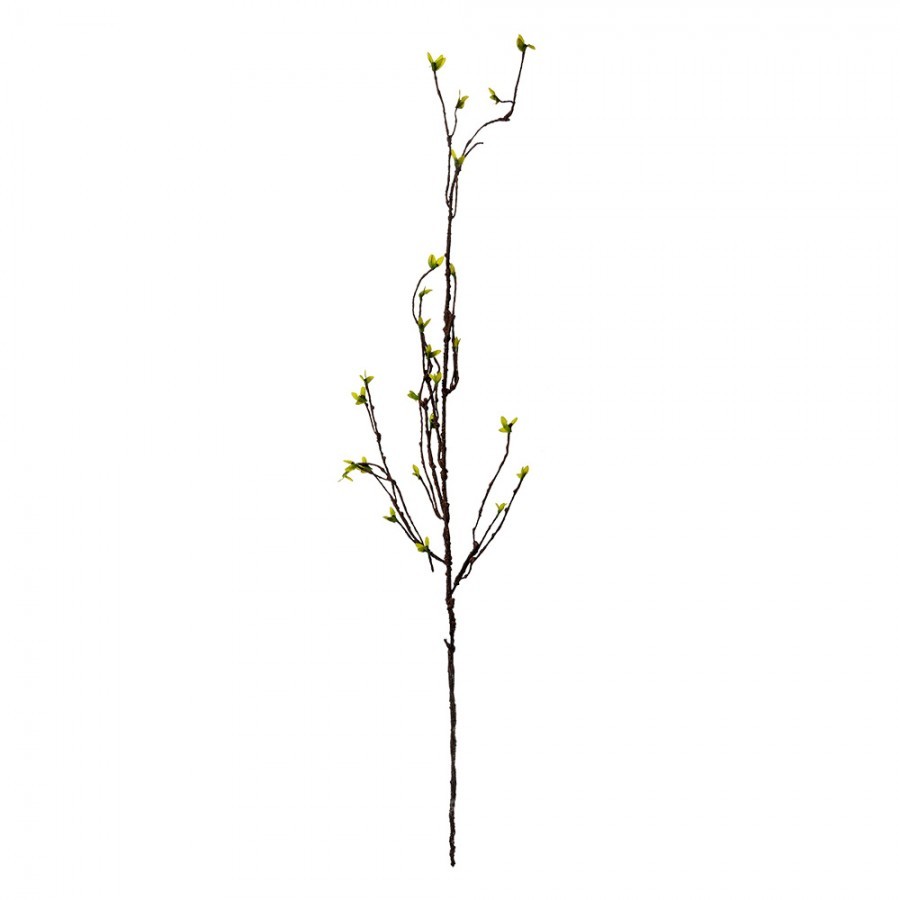 Dekorace hnědá větvička se zelenými lístky - 8*5*116 cm