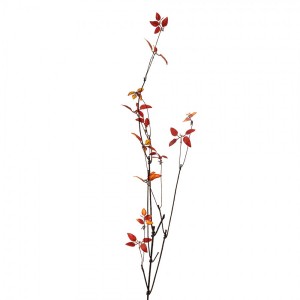 Dekorace hnědá větvička s červenými lístky - 18*5*116 cm