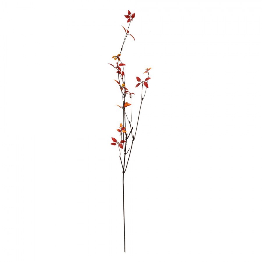 Dekorace hnědá větvička s červenými lístky - 18*5*116 cm
